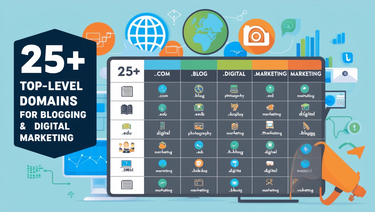 25+ Top-Level Domains for Blogging and Digital Marketing